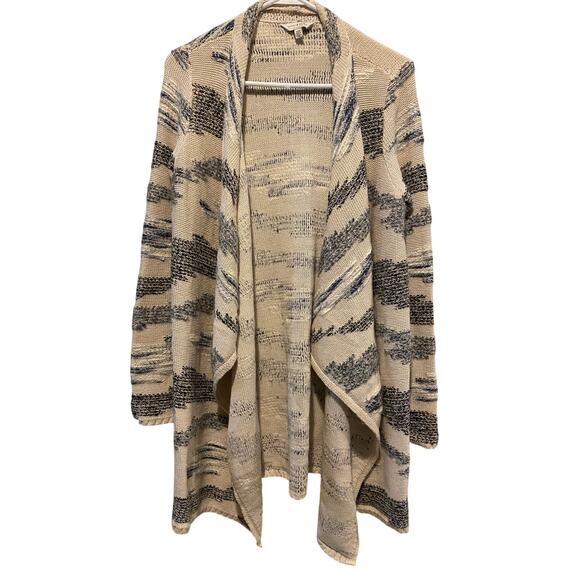 Lucky Brand Open Front Knit Long Cardigan Sweater Medium Heavyweight Cotton Wool - Picture 2 of 8